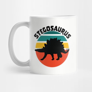 Kids Dinosaur Stegosaurus Retro Sunset Mug